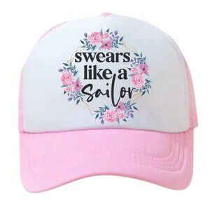 Swears Like A Sailor Floral Pink Trucker Hat